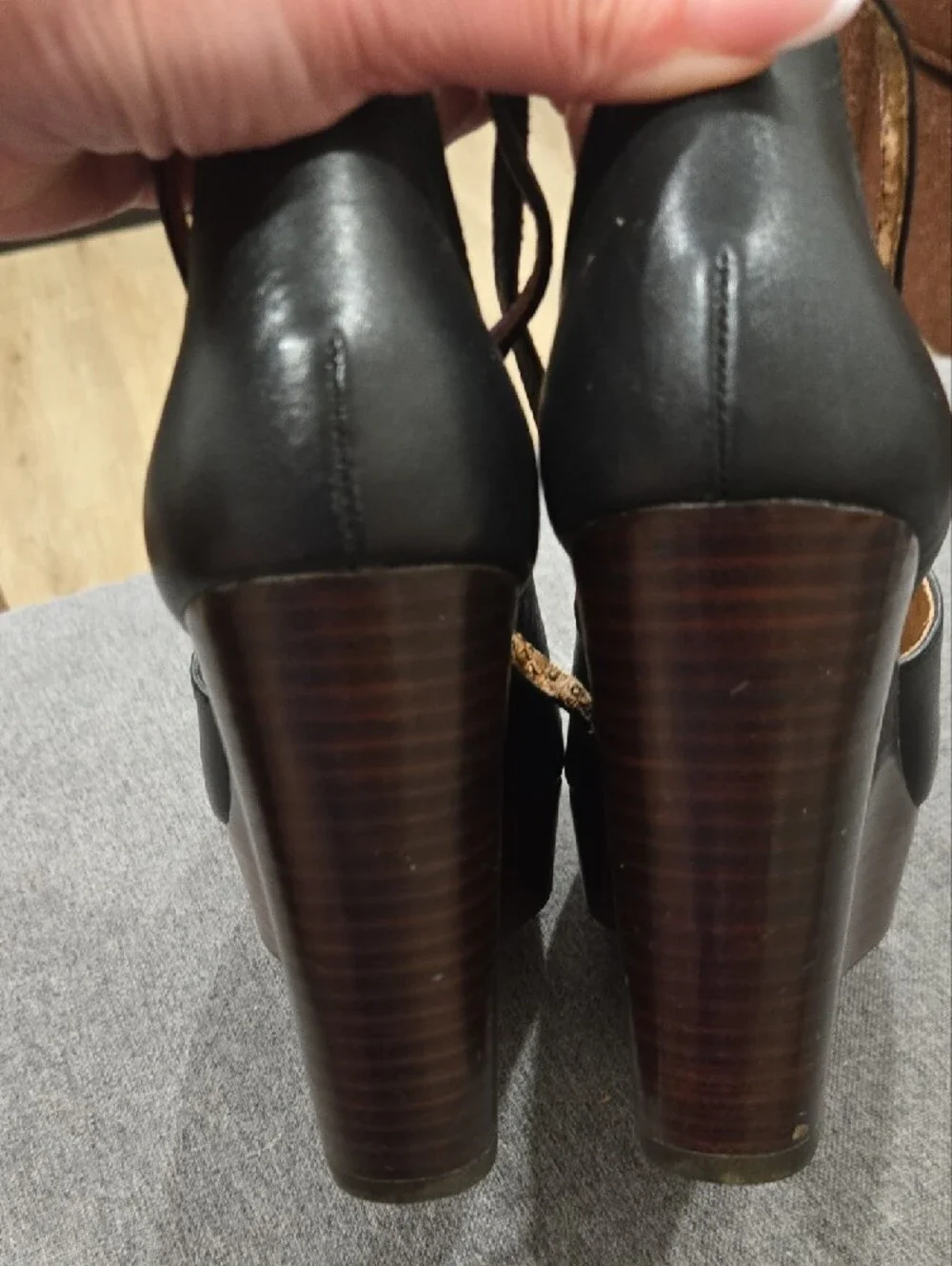 Coach Black Leather Wedge Sandals  **NEVER WORN** ONLY ONE FLAW. PLEASE SEE PICS